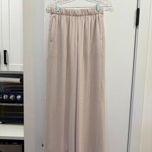 Vince Satin-Crepe Palazzo Pants – Soft Taupe, Sz S